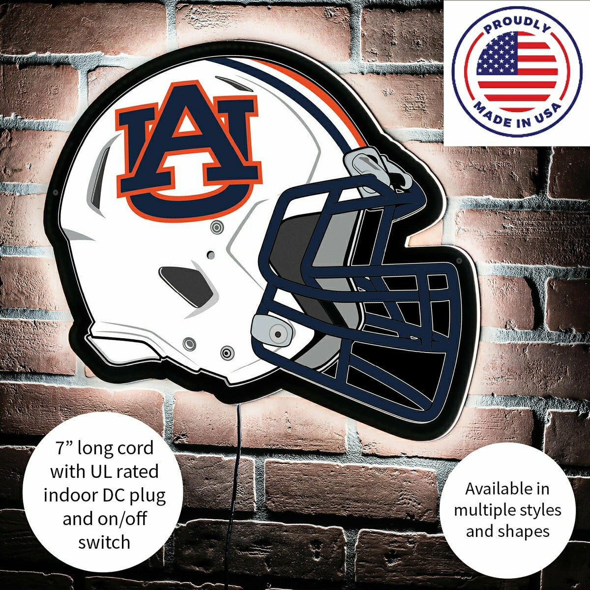 Team Sports America Classic - LED Wall Decor, Helmet, Auburn University
