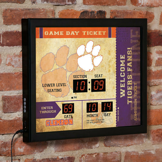 Team Sports America Signature - Scoreboard Wall Clock, Clemson