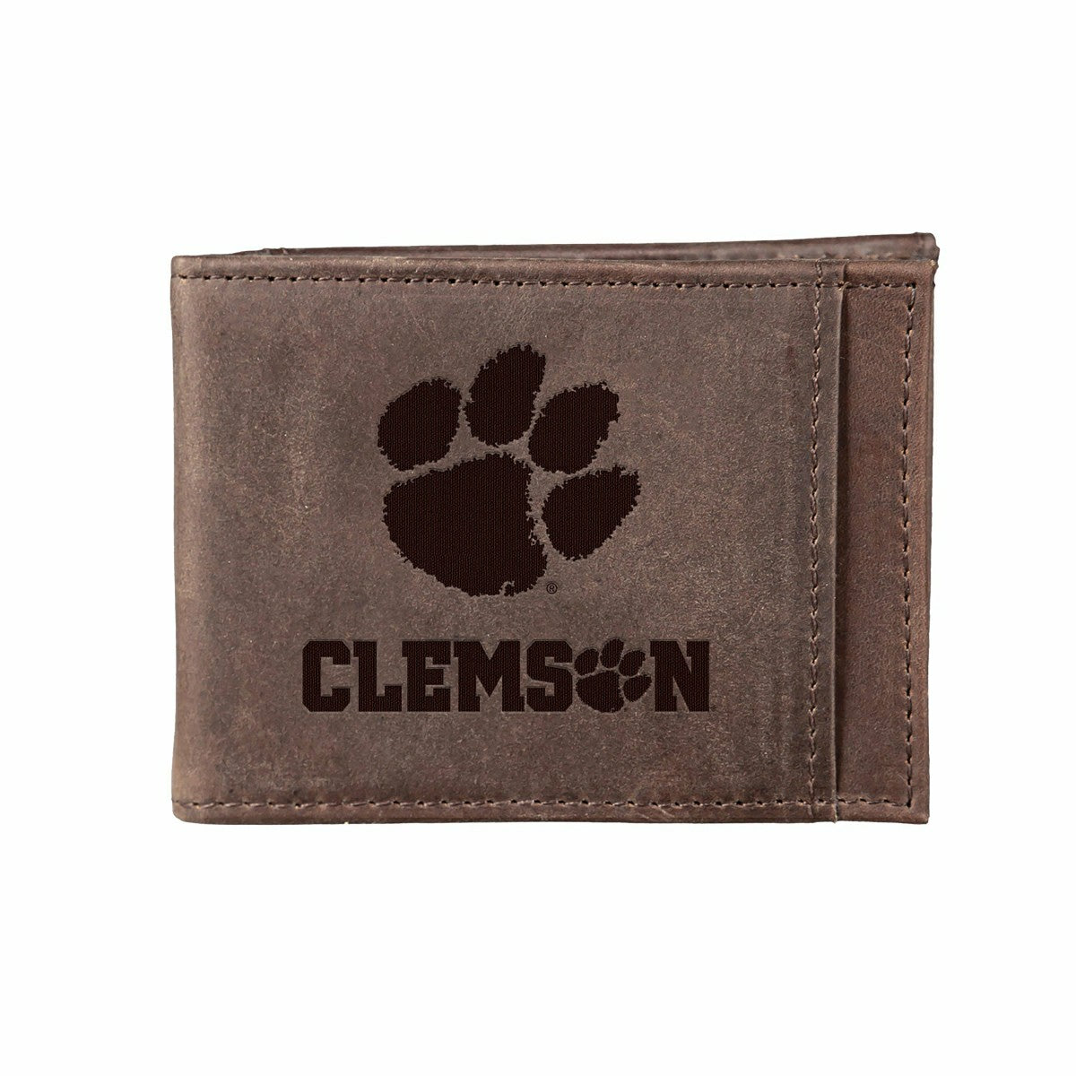 Team Sports America Classic - Front Pocket Wallet w/ RFID Blocking, Clemson University, Brown