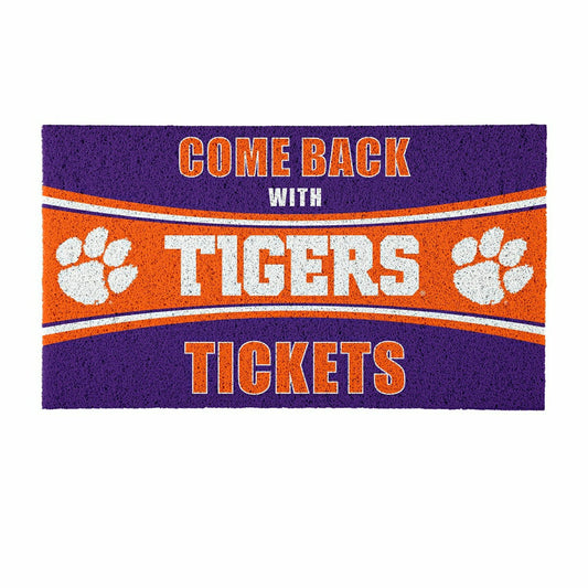 Team Sports America Value - 28" x 16" PVC Trapper Mat, Come Back with Tickets, Clemson University