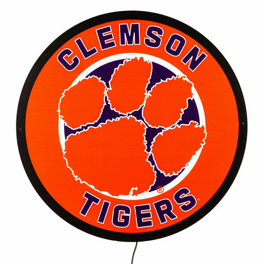 Team Sports America Exclusive - LED Wall Decor, Round, Clemson University