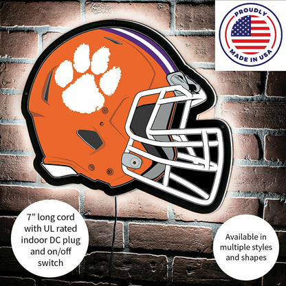 Team Sports America Essential - LED Wall Decor, Helmet, Clemson University
