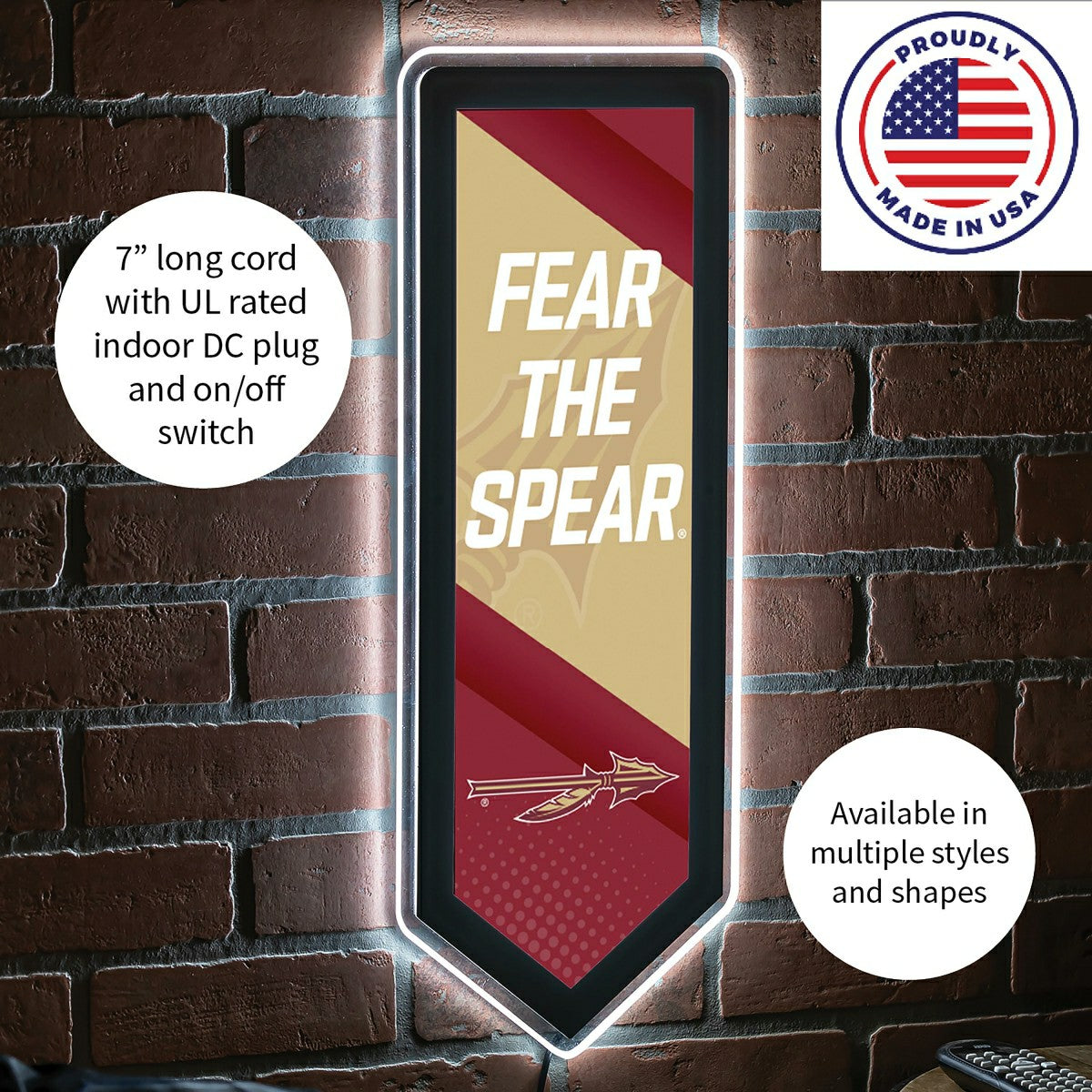 Team Sports America Exclusive - LED Wall Decor, Pennant, Florida State University