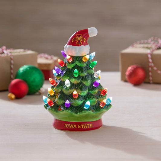 Team Sports America Exclusive - 8" LED Ceramic Christmas Tree, Iowa State