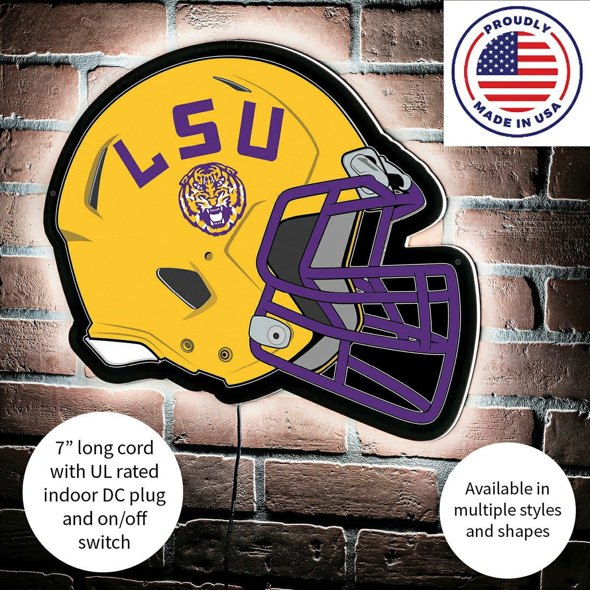 Team Sports America Value - LED Wall Decor, Helmet, Louisiana State University