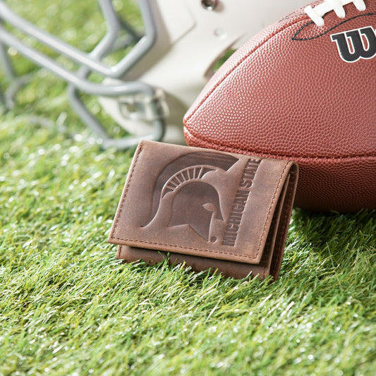 Team Sports America Value - Michigan State, Tri-Fold Wallet, Brown, CH, 100% Genuine Leather