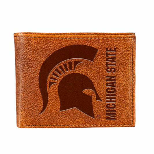 Team Sports America Value - Michigan State University, Embossed 100% Genuine Tumbled Leather Passc