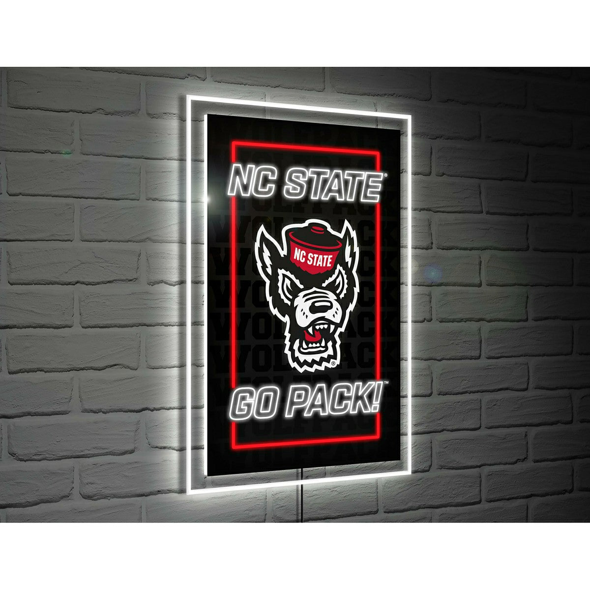 Team Sports America Essential - North Carolina State University College Rectangle Neolite LED Decor