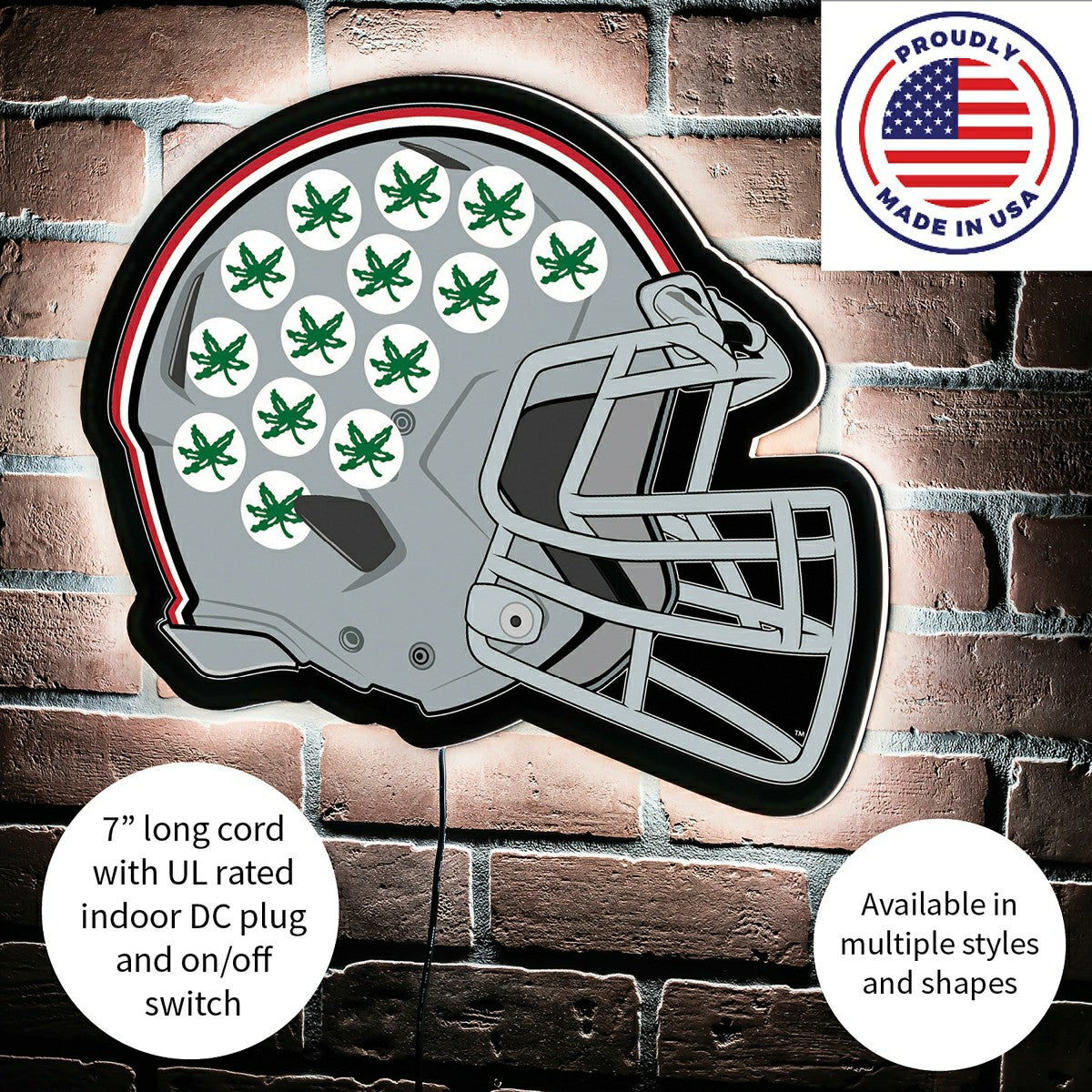 Team Sports America Classic - LED Wall Decor, Helmet, Ohio State University