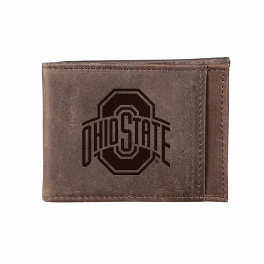 Team Sports America Essential - Front Pocket Wallet w/ RFID Blocking, Ohio State University, Brown