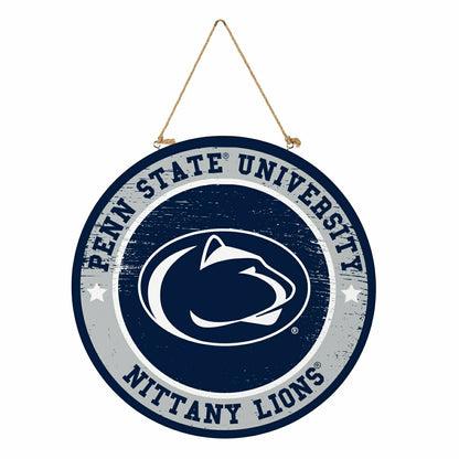Team Sports America Essential - Penn State Round Door Décor with Hanging Rope, 18x18