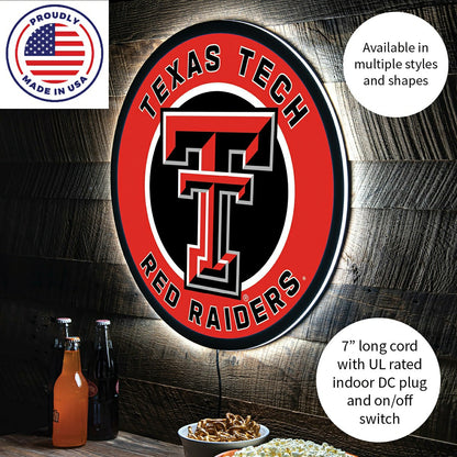 Team Sports America Value - LED Wall Decor, Round, Texas Tech University