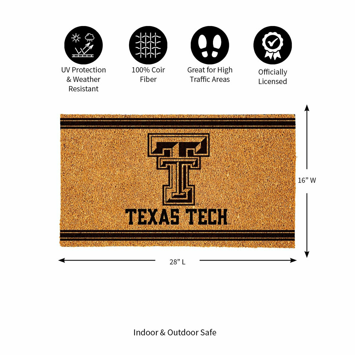 Team Sports America Recommended - Texas Tech University, Coir Mat 1C