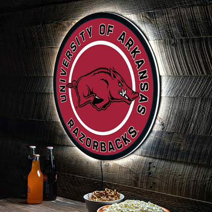 Team Sports America Value - LED Wall Decor, Round, University of Arkansas