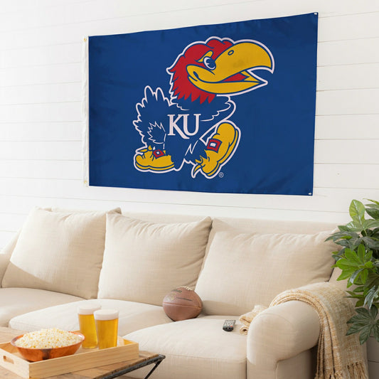 Team Sports America Essential - University of Kansas Single Sided Estate Flag with 2 Grommets, 3'x5'