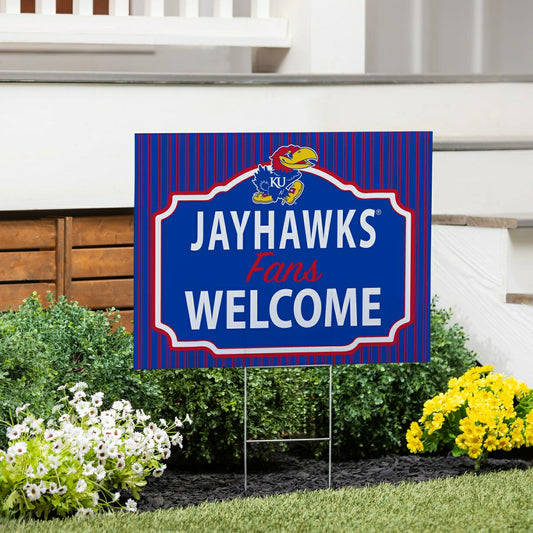 Team Sports America Recommended - University of Kansas Coroplast Yard Sign, "Fans Welcome"