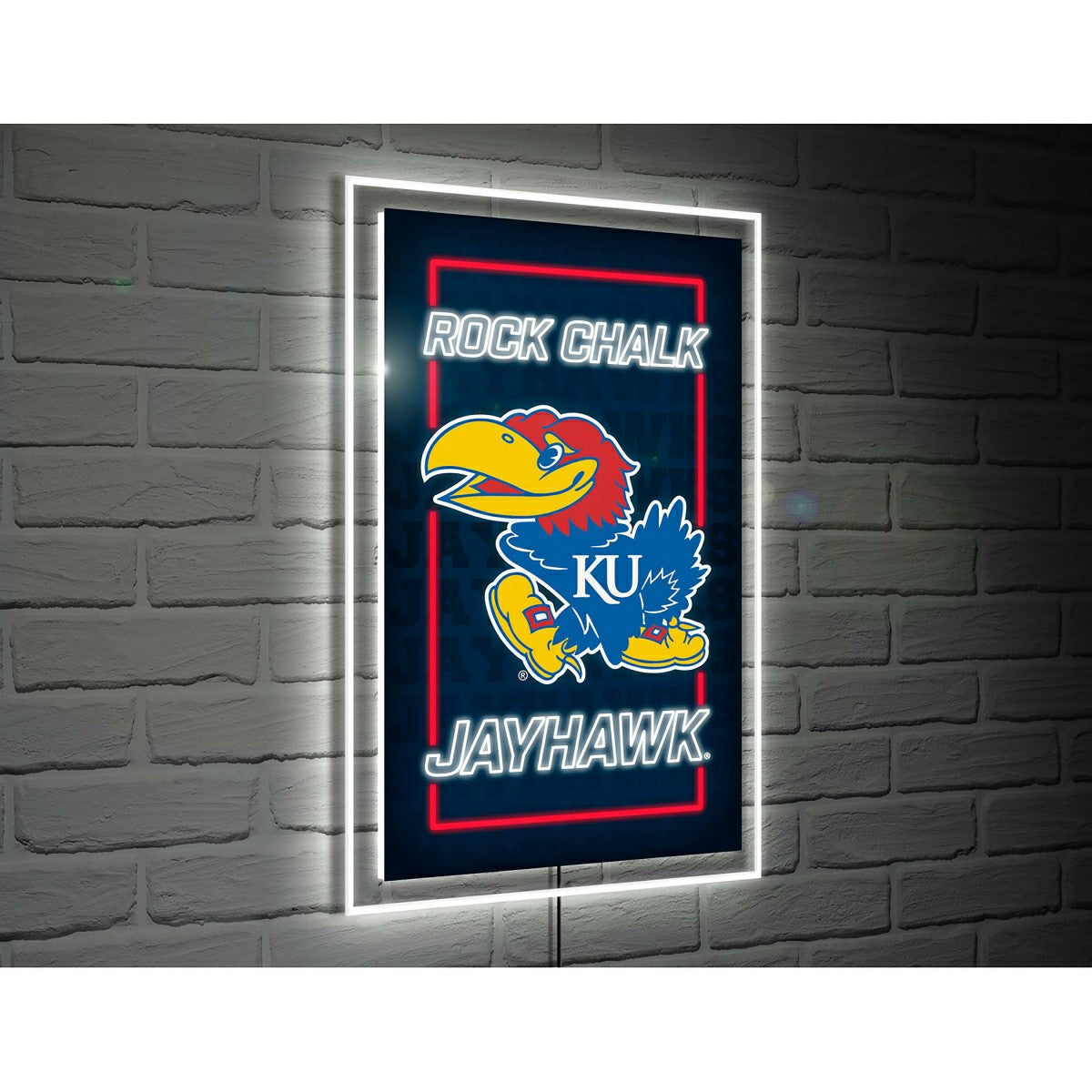 Team Sports America Everyday - University of Kansas College Rectangle Neolite LED Decor