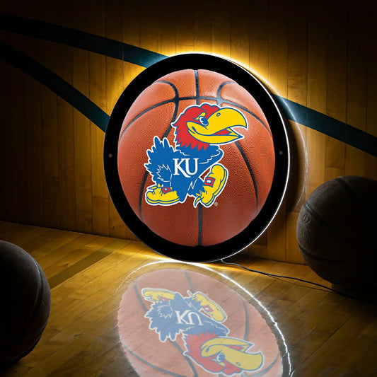 Team Sports America Value - LED Wall Decor, Round, Med, Kansas Basketball