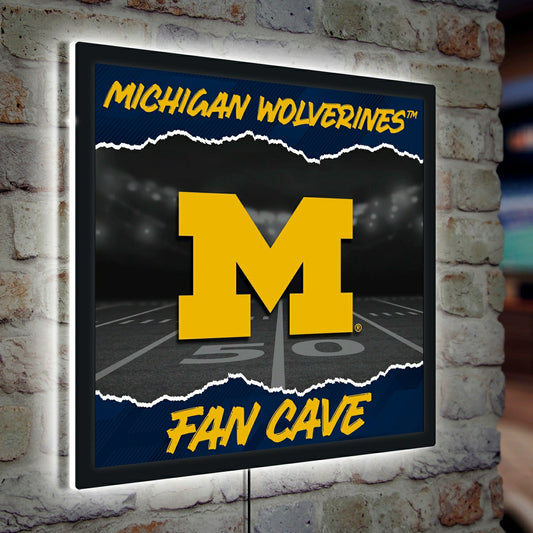 Team Sports America Exclusive - University Of Michigan 23"H x 23"L LED Wall Decor, Edgelite, Square