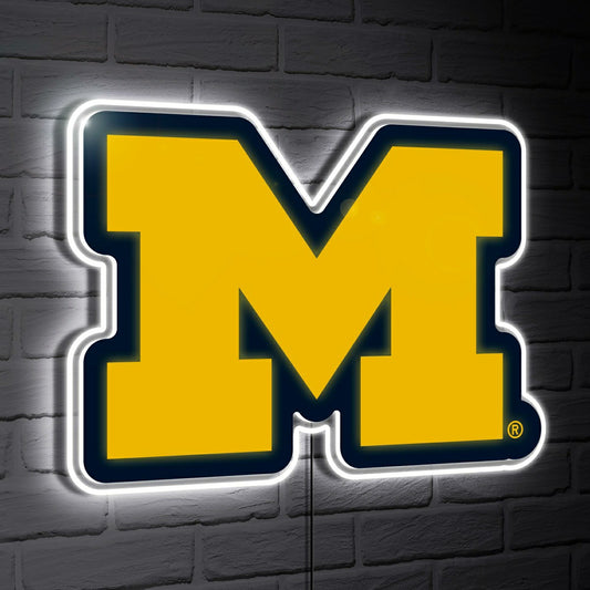 Team Sports America Essential - Michigan Wolverines LED Wall Decor, Glazelite, Logo