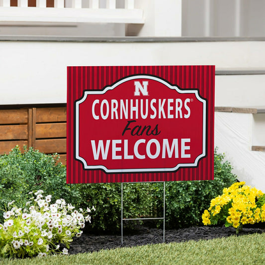 Team Sports America Exclusive - University of Nebraska Coroplast Yard Sign, "Fans Welcome"