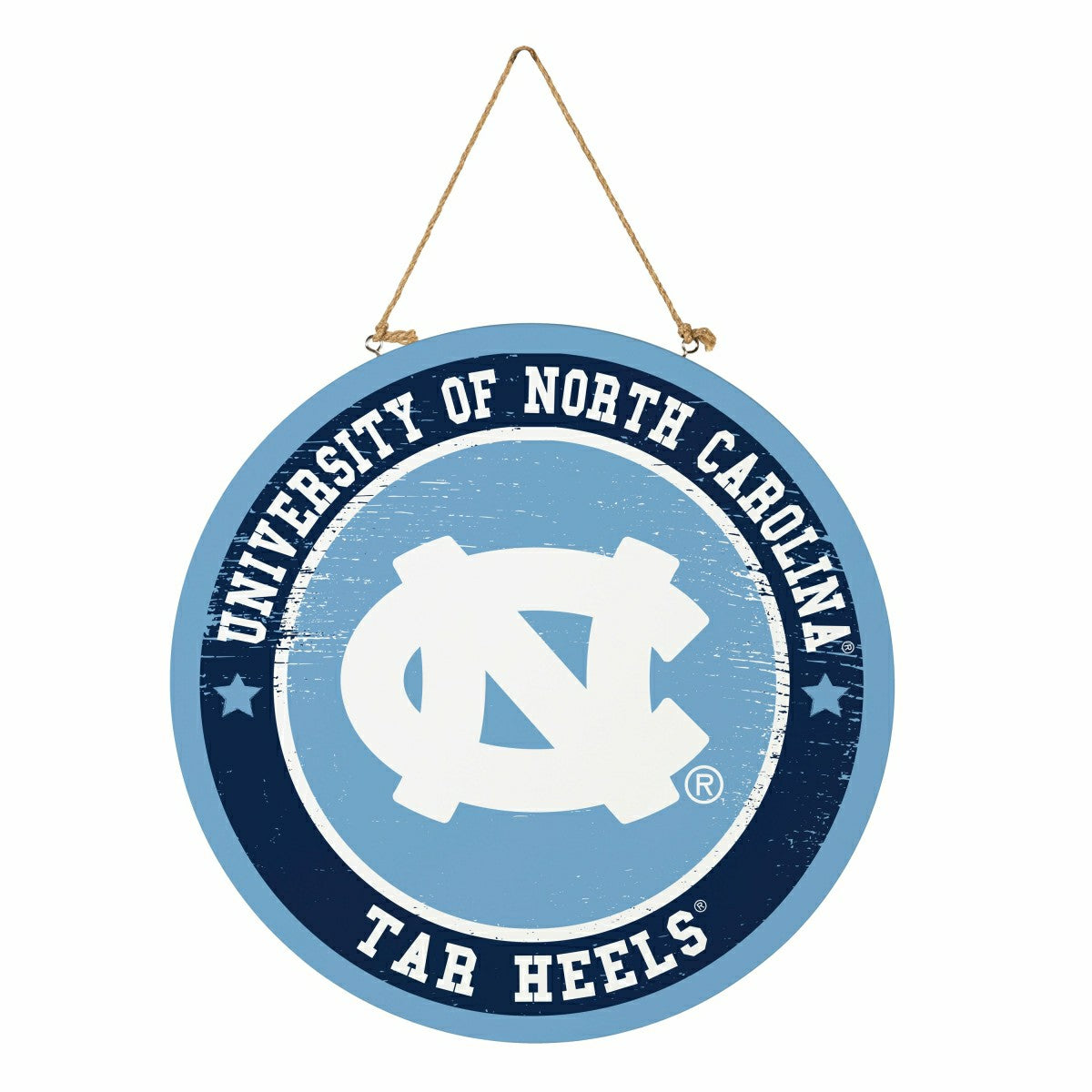 Team Sports America Value - University of North Carolina Round Door Décor with Hanging Rope, 18x18