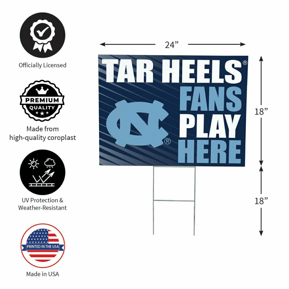 Team Sports America Everyday - University of North Carolina Coroplast Yard Sign "Fans Play Here"