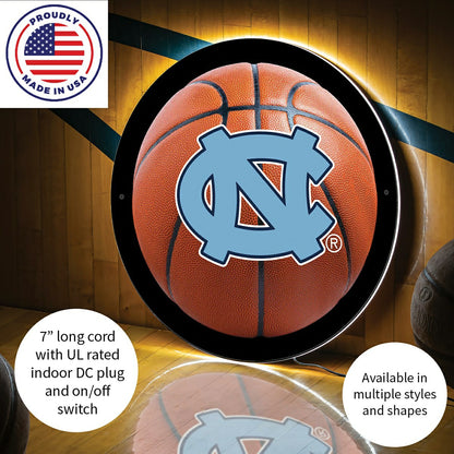 Team Sports America Value - LED Wall Decor, Round, Med, UNC, Basketball