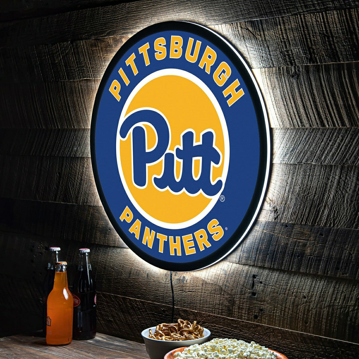 Team Sports America Exclusive - LED Wall Decor, Round, University of Pittsburgh