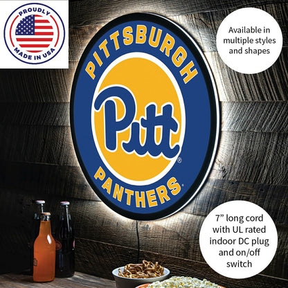 Team Sports America Exclusive - LED Wall Decor, Round, University of Pittsburgh