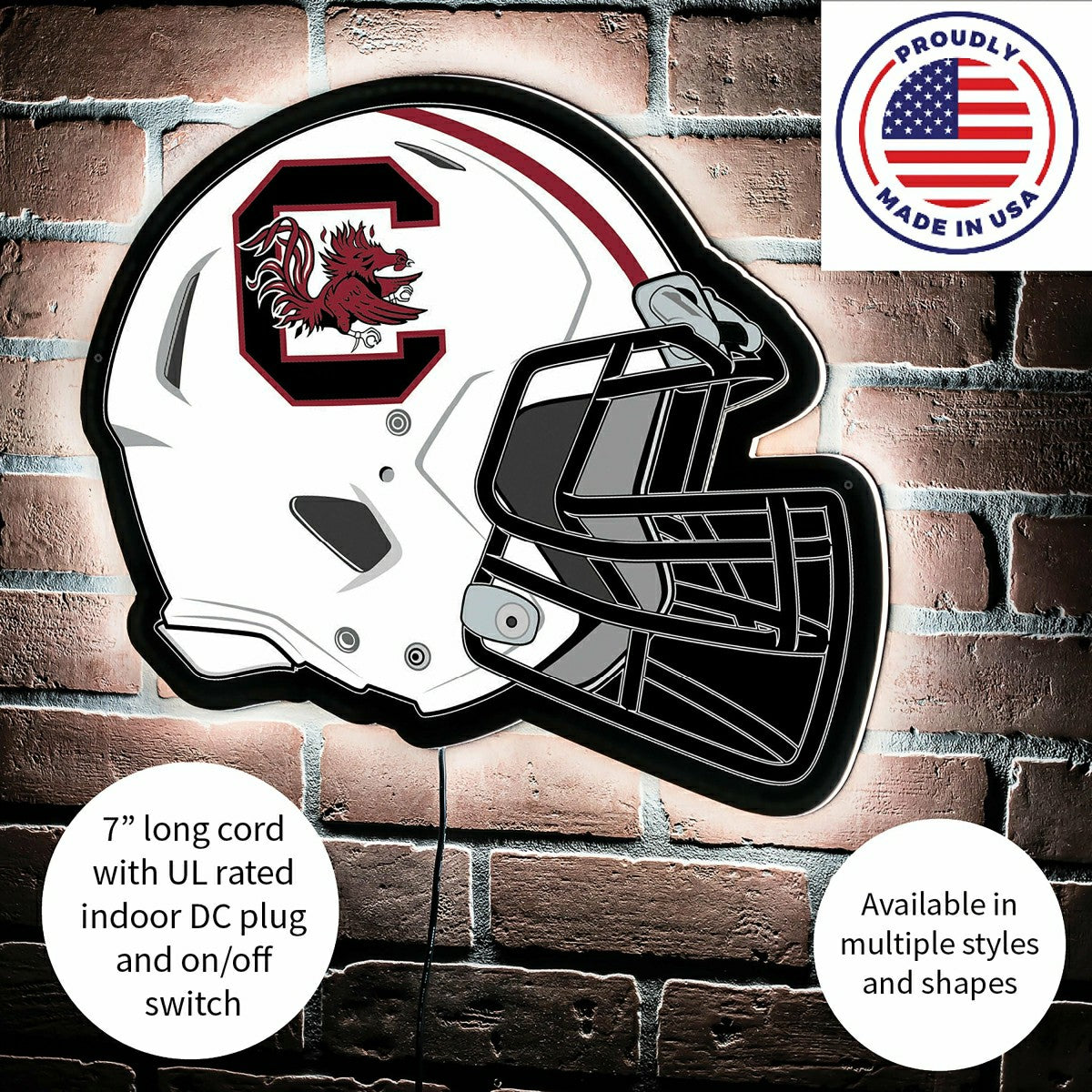 Team Sports America Everyday - LED Wall Decor, Helmet, University of South Carolina