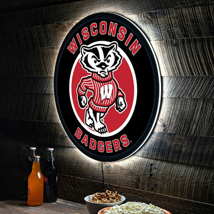 Team Sports America Classic - LED Wall Decor, Round, University of Wisconsin-Madison
