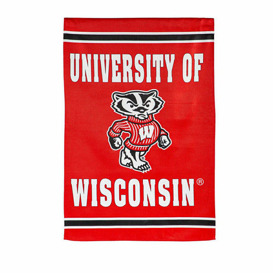 Team Sports America Essential - Embossed Suede Flag, House Size, University of Wisconsin-Madison