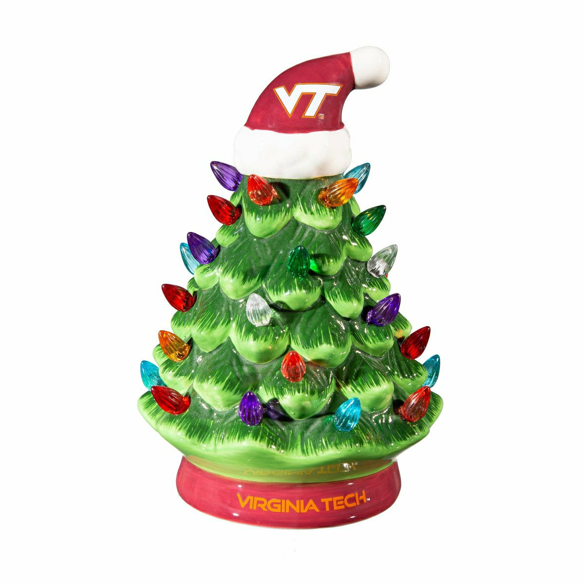 Team Sports America Classic - 8" LED Ceramic Christmas Tree, Virginina Tech