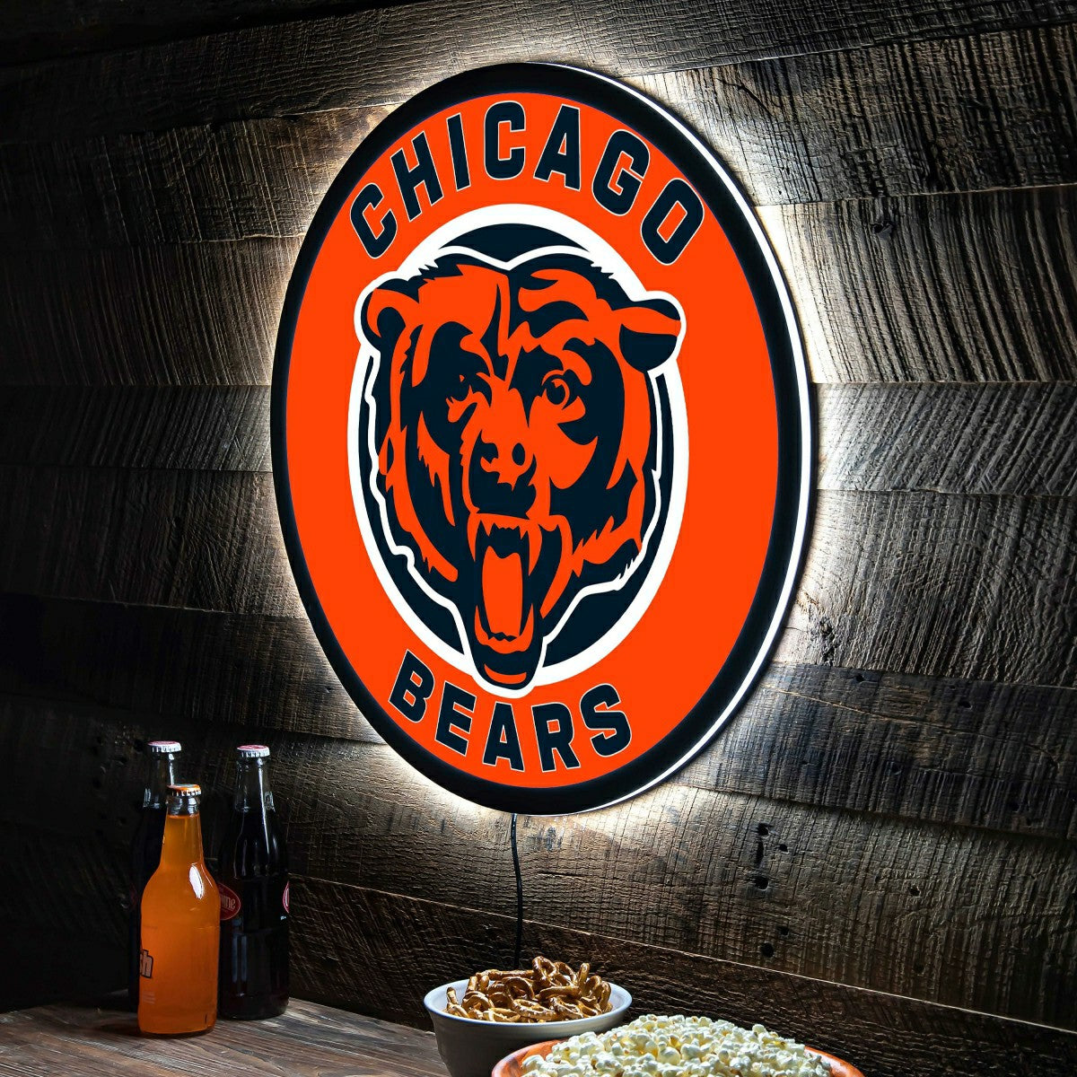 Team Sports America Exclusive - LED Wall Decor, Round, Chicago Bears