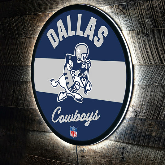 Team Sports America Value - Dallas Cowboys NFL Football Large Round Vintage Edgelite LED Decor
