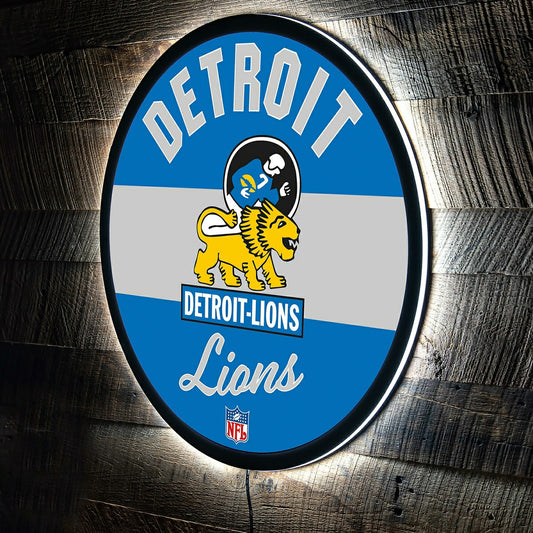 Team Sports America Trending - Detroit Lions NFL Football Large Round Vintage Edgelite LED Decor