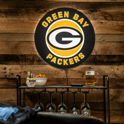 Team Sports America Best Seller - LED Wall Decor, Round, Green Bay Packers