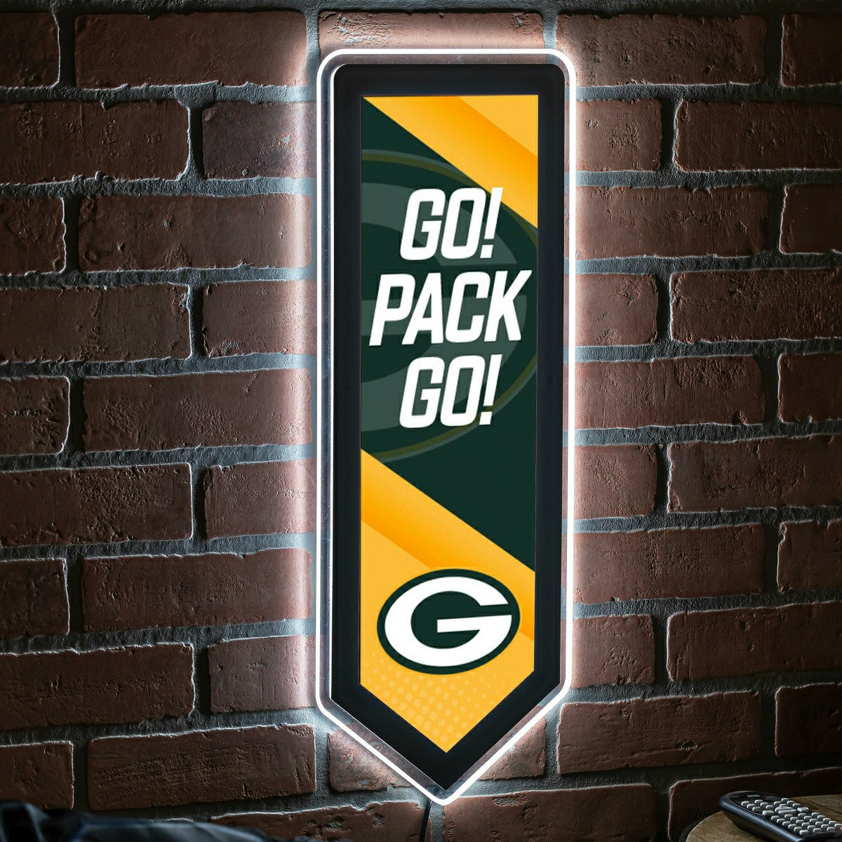 Team Sports America Recommended - LED Wall Decor, Pennant, Green Bay Packers