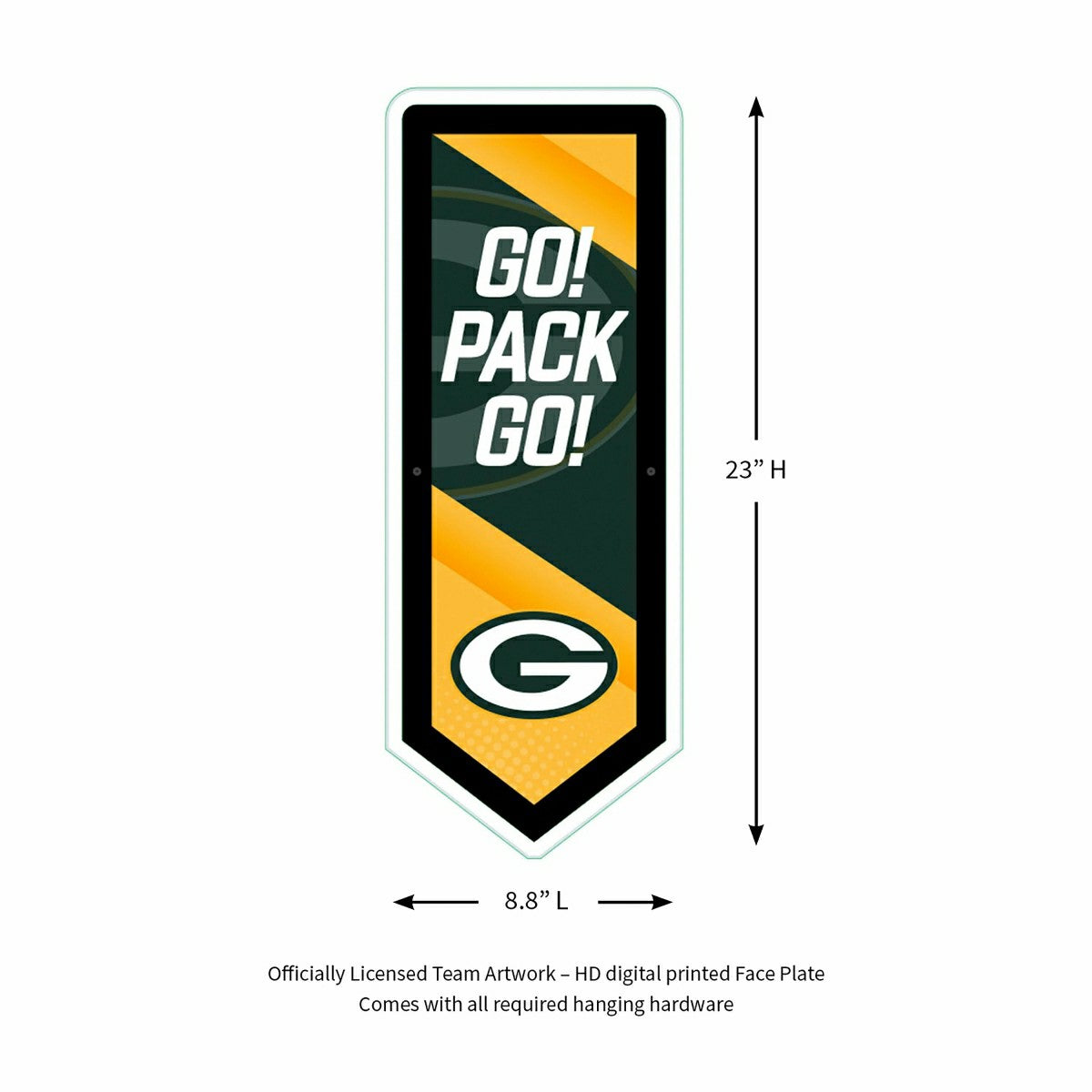 Team Sports America Recommended - LED Wall Decor, Pennant, Green Bay Packers