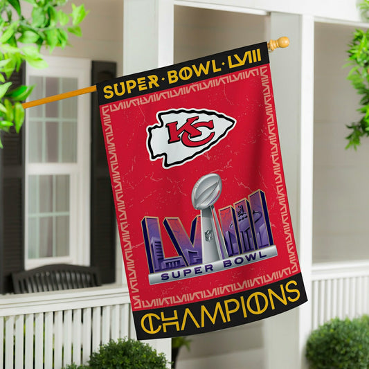 Team Sports America Value - Kansas City Chiefs SB58 Champions Embossed Suede House Flag