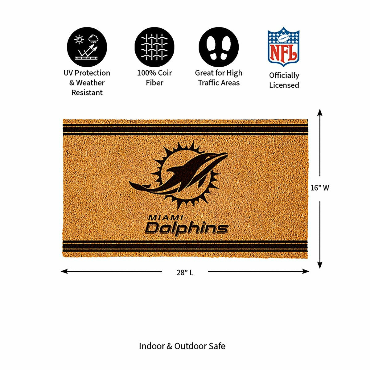 Team Sports America Everyday - Miami Dolphins, Coir Mat 1C