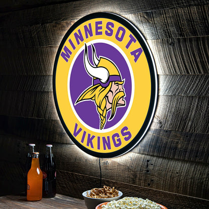 Team Sports America Recommended - LED Wall Decor, Round, Minnesota Vikings