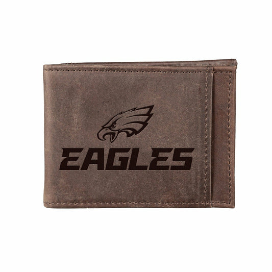 Team Sports America Essential - Front Pocket Wallet w/ RFID Blocking, Philadelphia Eagles, Brown