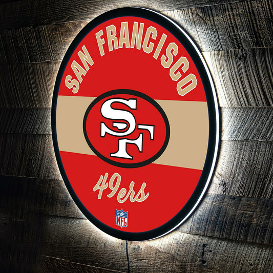 Team Sports America Best Seller - San Francisco 49ers NFL Football Large Round Vintage Edgelite LED Deco