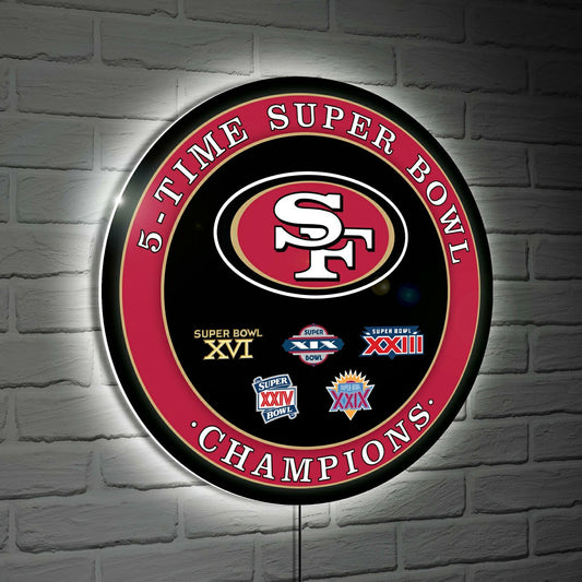 Team Sports America Recommended - San Francisco 49ers Multi-Win Superbowl Champions Football Round LED W