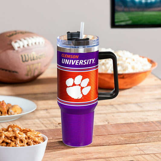 Team Sports America Trending - 40oz Stainless Steel Canyon Cup w/ Straw, Clemson University