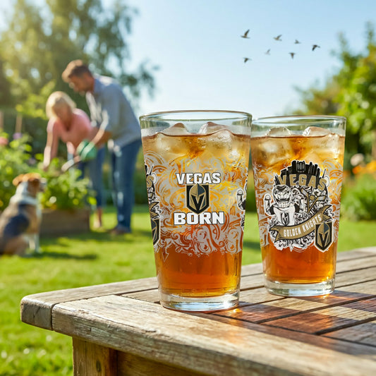 Team Sports America Recommended - Vegas Golden Knights 16oz Glass pint, Set of 2