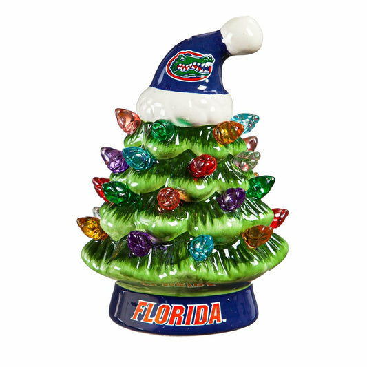 Team Sports America Essential - 4" Mini LED Tabletop Christmas Tree, Set of 2, University of Florida