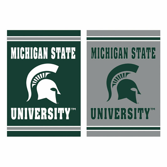 Team Sports America Signature - Embossed Suede Flag, House Size, Michigan State University